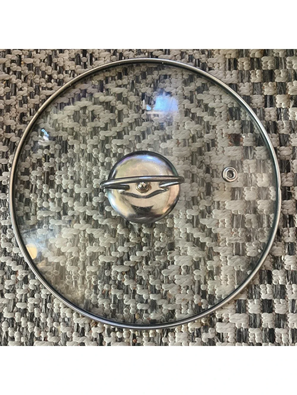 Replacement LID Glass Metal Handle Round Silver Vented 7 1/2 “ Diameter